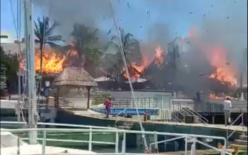 Incendio consume las palapas de un edificio en Islas Mujeres, Quintana Roo  - México Ya