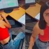 VIDEO: Joven es descubierta viendo novelas y durmiendo en plena oficina