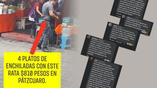 Exhiben puesto en Pátzcuaro que vende enchiladas de hasta 1000 pesos