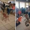 VIDEO: Se arma la campal en plena junta escolar y vuelan patadas, sillas y chanclas