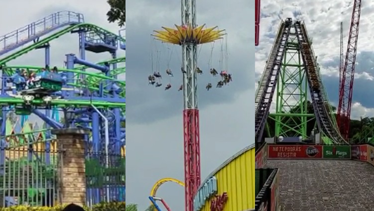 VIDEOS: Personas quedan detenidas en los juegos mecanismos de Six Flags entre gritos de alerta roja