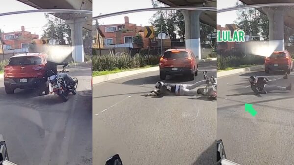 VIDEO: Motoclista y automóvil protagonizan tremendo choque en La Magdalena Contreras