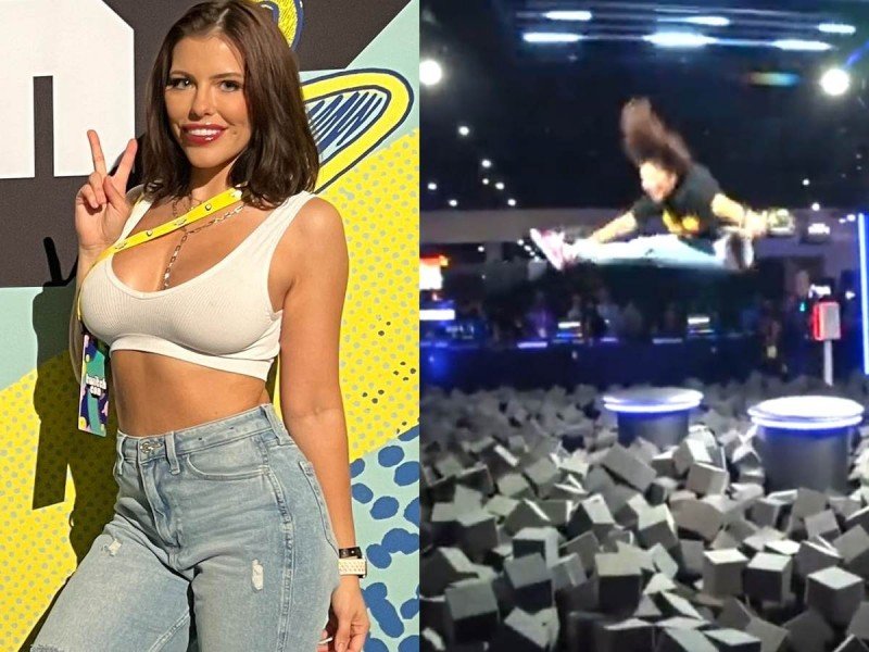 VIDEO: Actriz de películas para adultos se rompe la espalda tras fallido salto en brincolín