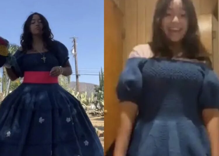 Quinceañera causa sensación al presumir el vestido que tejió con sus propias manos