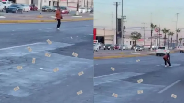VIDEO: Llueven billetes de 500 en calles de Coahuila