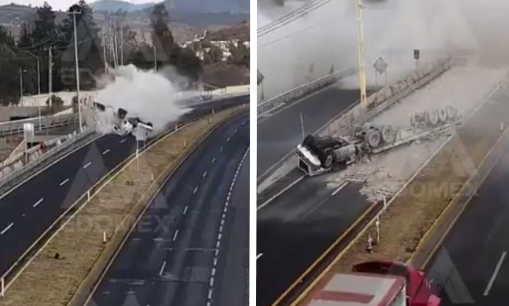 VIDEO: Captan impresionante volcadura en la México-Veracruz