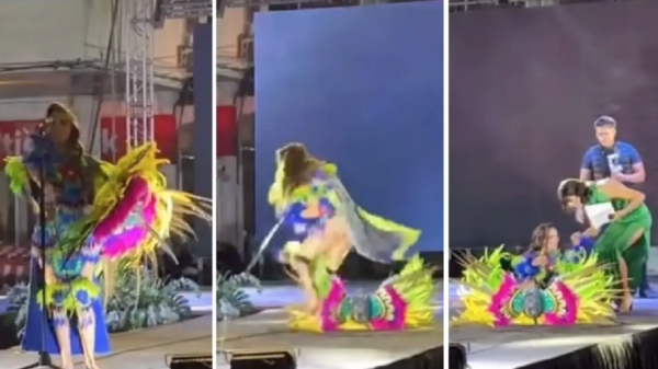 VIDEO: Reina de belleza se electrocuta en pleno escenario y las imágenes resultan alarmantes