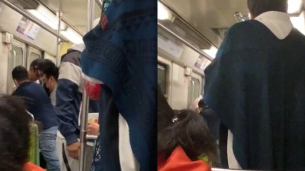 VIDEO: ¡Como en el Titanic! Hombres pelean en el metro de la CDMX y músico no deja de tocar