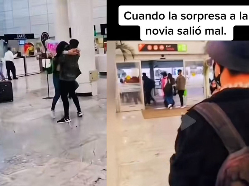 VIDEO: Joven quería sorprender a su novia en el aeropuerto pero la descubre con el amante