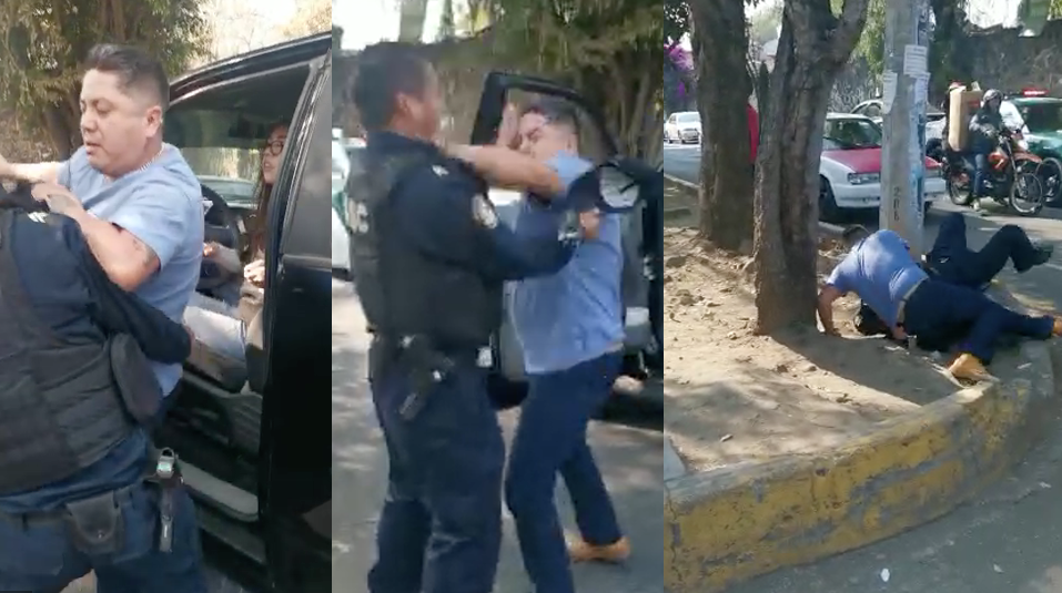 VIDEO: ¿CDMX sin ley? Policía de la SSC no infunde respeto y así es revolcado por un padre de familia