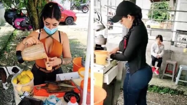 Vendedora de jugos les quita la sed a sus clientes y les roba el corazón