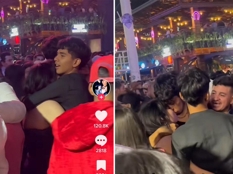 Un video de TikTok se ha convertido en viral al mostrar cómo un sujeto besa a la novia de su amigo durante la Feria de San Marcos, en Aguascalientes; sin embargo, para sorpresa de todos, la grabación tiene un final inesperado. La usuaria de TikTok Gene Merchant captó el momento en donde se observan a tres hombres y una mujer, quien encuentra abrazada del que parece ser su novio. Sin embargo, uno de los otros sujetos se besa con ella en una escena romántica con un largo encuentro. Te recomendamos: VIDEO: Mujer rompe huevo con sus glúteos, recibe miles de halagos y ya es viral En la grabación se puede ver que mientras se besan, el otro hombre que los acompaña -aparentemente mayor que ellos- toca en repetidas ocasiones el pecho del sujeto que está besando a la mujer y le hace señas de que está presente el novio. Cuando por fin se sueltan, el hombre, que ya fue apodado ‘chapulín’, simplemente suelta una carcajada que contagia a los demás. La probable infidelidad no causó rencor ni enojo del aparente novio, quien también se rio de la escena romántica que presenció. https://www.tiktok.com/@genemerchant/video/7227736648396721414 Final inesperado en video de Feria de San Marcos Para sorpresa de todos, el final del video es totalmente inesperado puesto que en vez de terminar todo en una pelea, los novios se abrazan y la mujer se acerca a la boca de su pareja para besarlo también, acto al que él le corresponde. "Etiqueta a tu amigo el chapulín”, se lee en el video que ya suma miles de visualizaciones en TikTok.