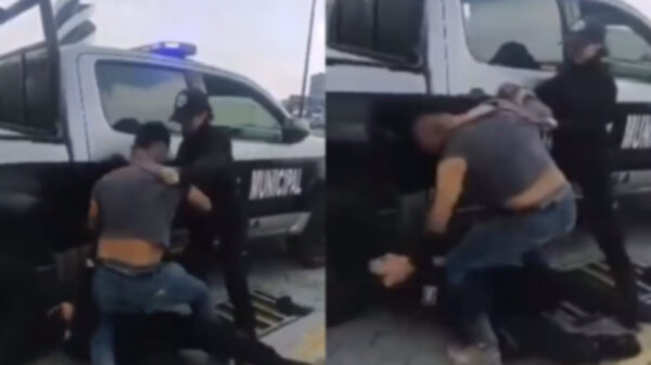 VIDEO: Borracho golpea puñetazos y rodillazos a mujer policía hasta dejarla ensangrentada