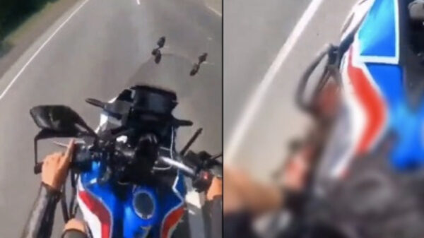 IMÁGENES FUERTES: Motociclista pierde parte de su pie tras arriesgado rebase en carretera