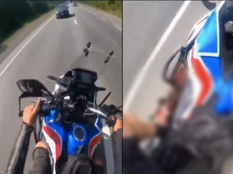IMÁGENES FUERTES: Motociclista pierde parte de su pie tras arriesgado rebase en carretera