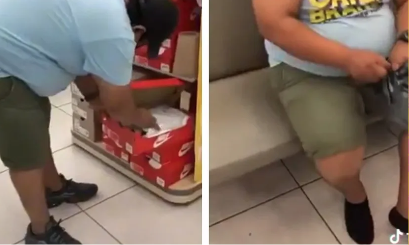 VIDEO: Hombre cambia sus tenis viejos por nuevos en Coppel y lo descubren