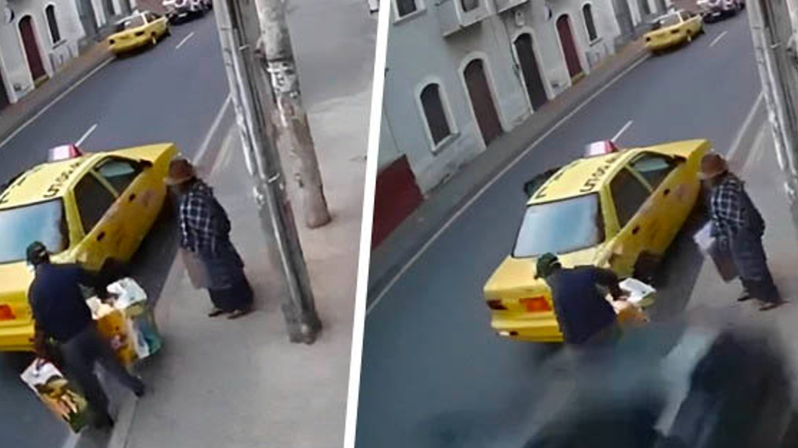 VIDEO: Conductor borracho atropella a abuelitos mientras esperaban un taxi