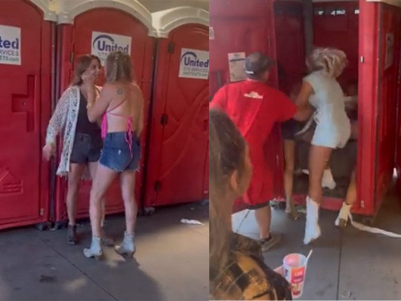 VIDEO: Mujeres protagonizan brutal enfrentamiento en los baños portátiles de show de Morgan Wallen