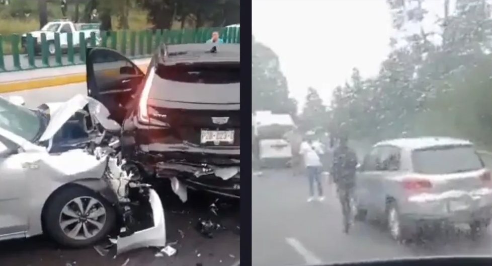 VIDEO: Difunden imágenes de la terrible carambola que colapsó la México-Cuernavaca