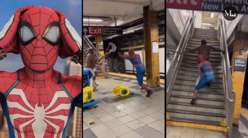 VIDEO: 'Spiderman' se enfrenta a indigente en el metro de NY con final inesperado