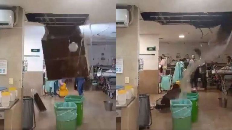 VIDEO: Colapsa techo de sala de urgencias en clínica del IMSS en Cancún