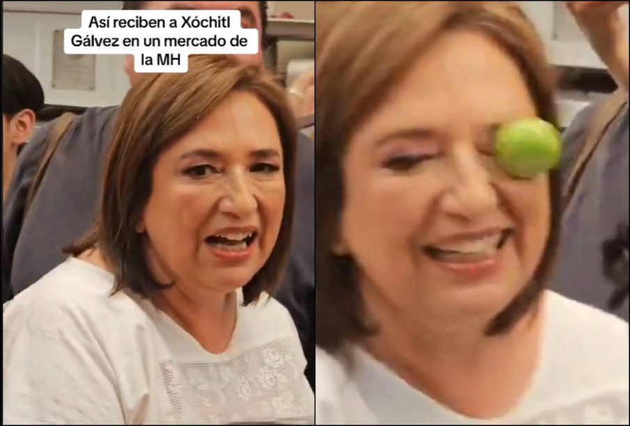 VIDEO: Xóchitl Gálvez recibe 'limonazo' en la cara durante evento en CDMX