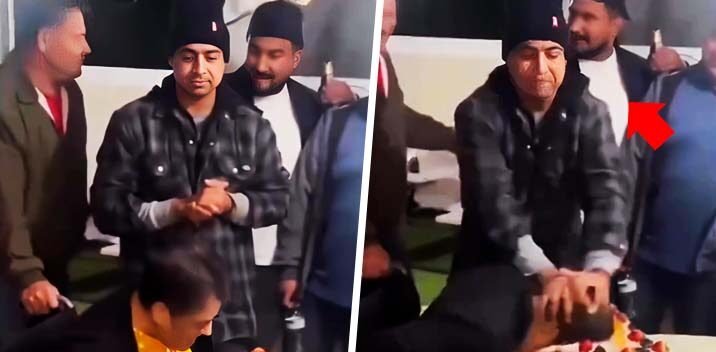 VIDEO: Hombre empuja con fuerza a abuelita contra pastel y causa indignación