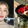 Arreglo floral con la palabra “perdón” aparece en estética de Valeria Márquez