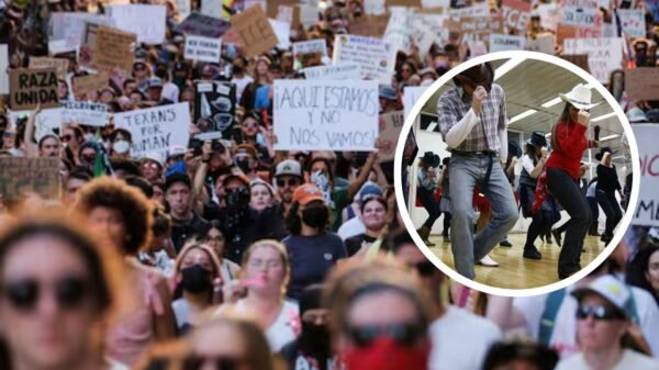 Mexicanos bailan ‘Payaso de Rodeo’ en protesta contra redadas migratorias