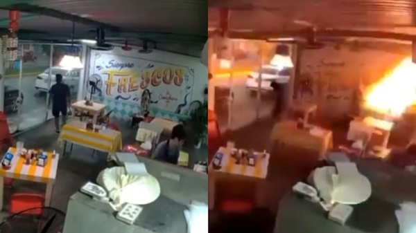 VIDEO: Captan impactante momento en el que rayo impacta cerca de coctelería en Tabasco