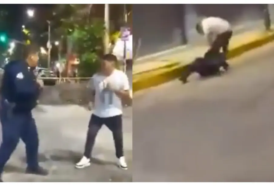 Motociclista y policía protagonizan pelea a golpes en la CDMX; todo quedó grabado
