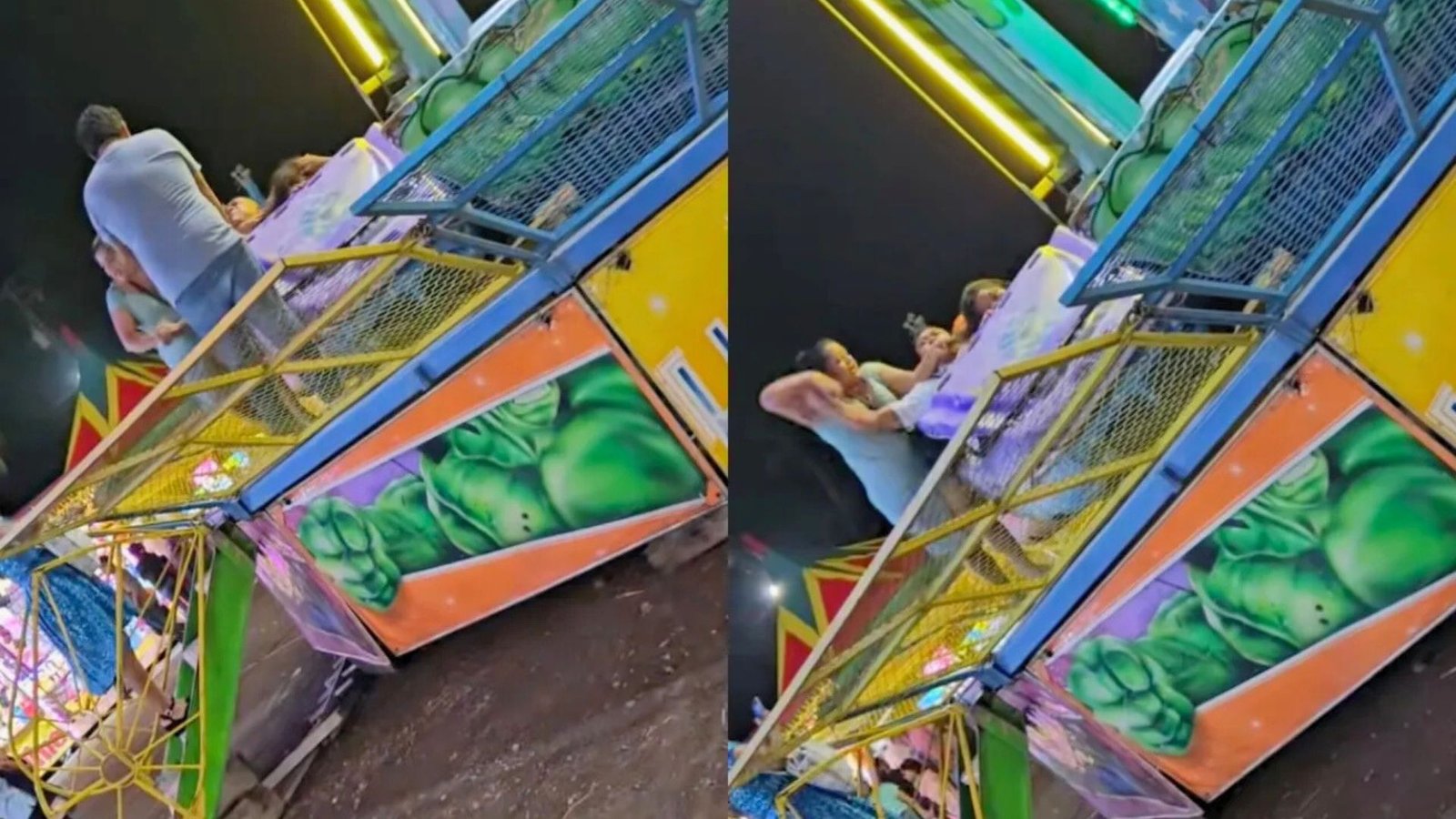 Mujer sorprende a su esposo con amante en plena atracción de feria y protagoniza pelea frente a todos