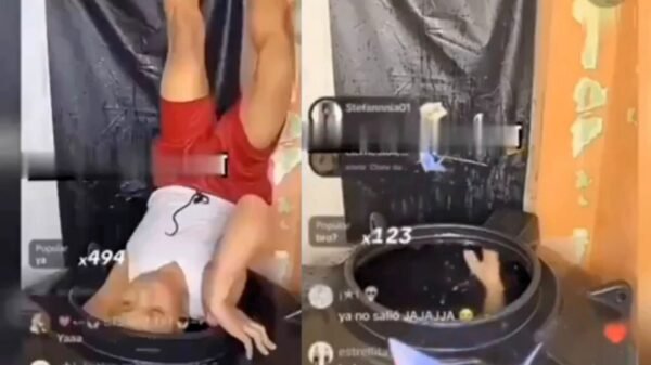 Tiktoker muere ahogado en vivo tras intentar reto viral del tanque de agua