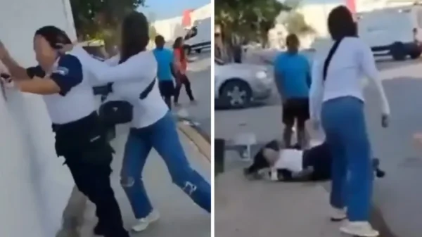 Video: Vendedora agrede a guardia de seguridad frente al IMSS