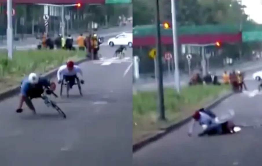 Atletas en silla de ruedas caen por baches en el Maratón de CDMX 2025 (VIDEO)