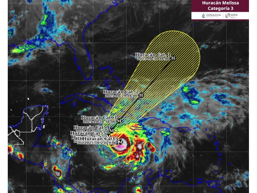 Melissa se intensifica a huracán categoría 3 en el mar Caribe