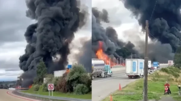 Choque de pipa causa incendio y cierre total en la México-Puebla; hay un herido
