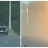 VIDEO: Conductor se estrella y derriba tres postes de luz durante presunta carrera clandestina en Escobedo