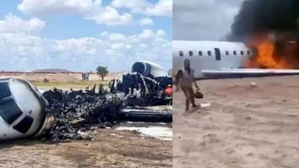 Avión con ministro del Congo se incendia al aterrizar; todos logran sobrevivir