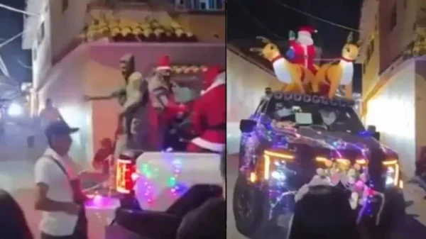 Graban a presuntos integrantes del Cártel de la Sierra repartiendo dulces y regalos