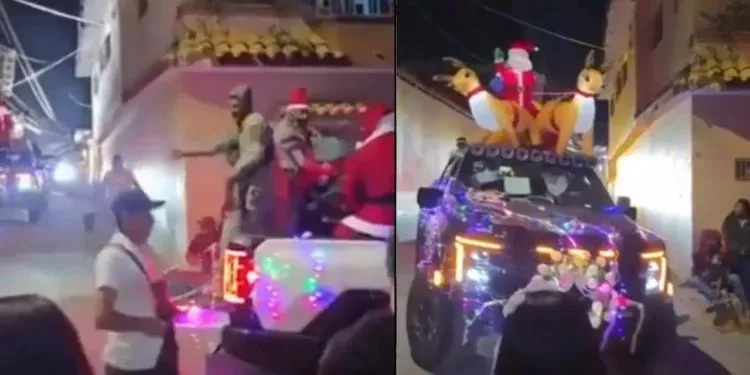 Graban a presuntos integrantes del Cártel de la Sierra repartiendo dulces y regalos