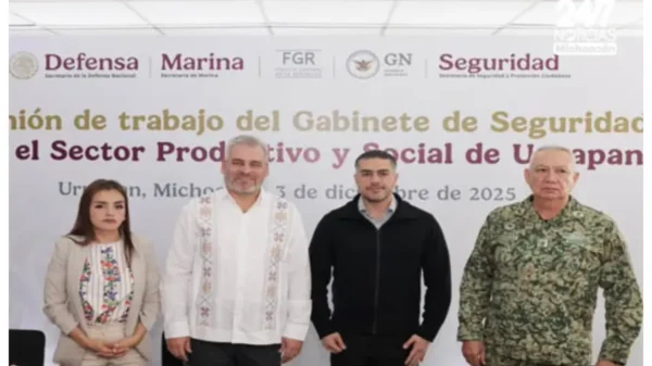 García Harfuch supervisa el Plan Michoacán y se reúne con la alcaldesa de Uruapan, Grecia Quiroz