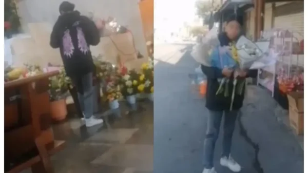 Captan a mujer robando flores de ofrendas en la Basílica de Guadalupe, en Monterrey, para revenderlas