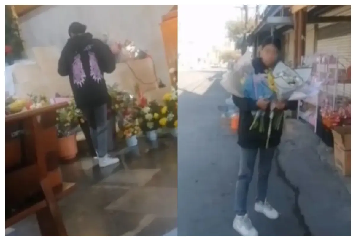 Captan a mujer robando flores de ofrendas en la Basílica de Guadalupe, en Monterrey, para revenderlas