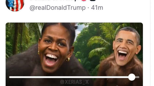 Donald Trump comparte video racista contra y Michelle y Barack Obama