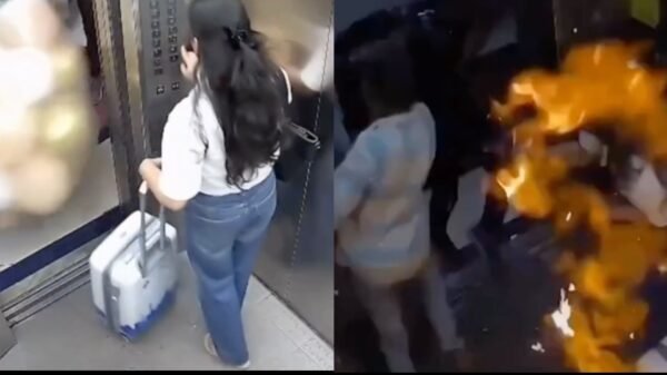 VIDEO: Explosión de globos de helio en elevador desata pánico en edificio residencial de India