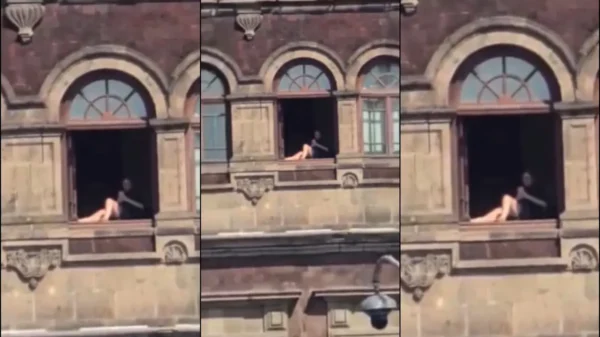 ¿Mujer asoleándose en ventana de Palacio Nacional? VIDEO viral desata polémica
