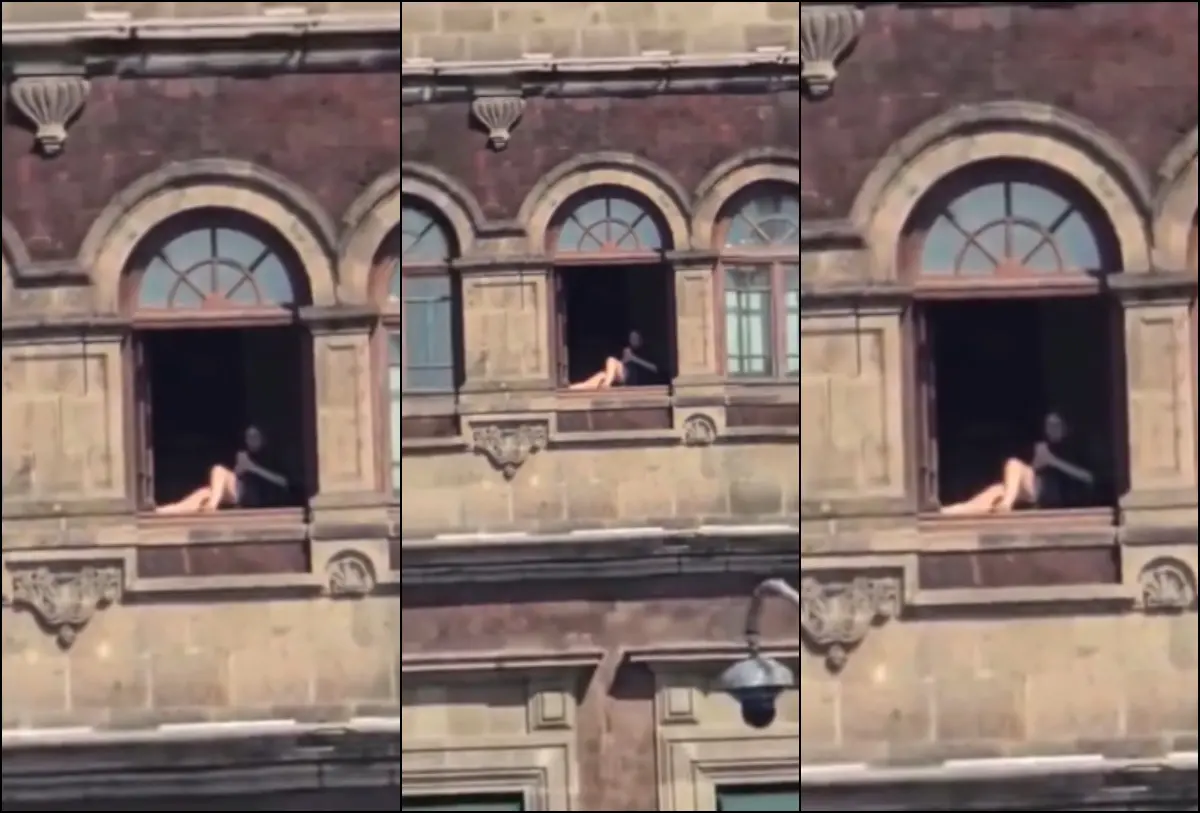¿Mujer asoleándose en ventana de Palacio Nacional? VIDEO viral desata polémica