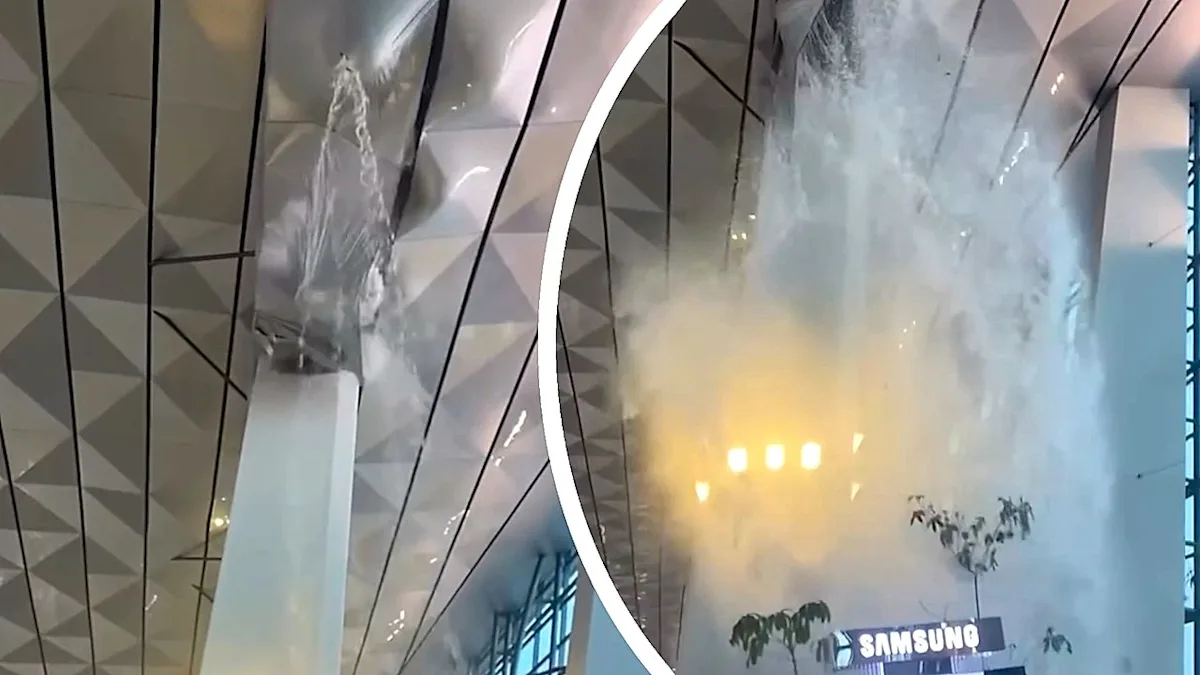 Colapsa parte del techo en aeropuerto de Yakarta tras intensas lluvias
