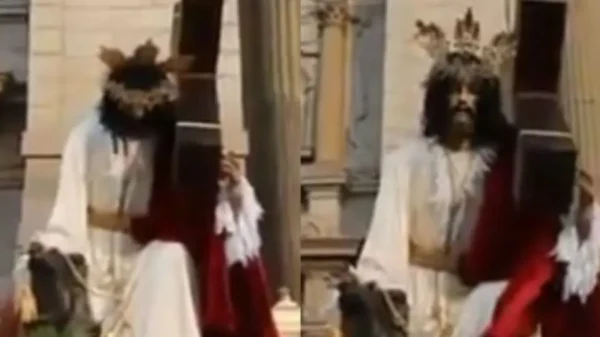 Captan figura de Cristo moviéndose en plena Semana Santa